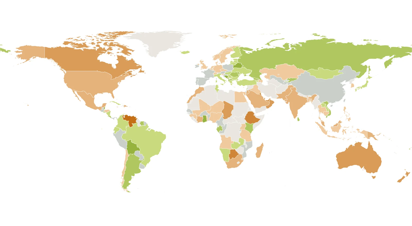 World map of ESG-adjusted sovereign ratings vs conventional agency ratings, 2025